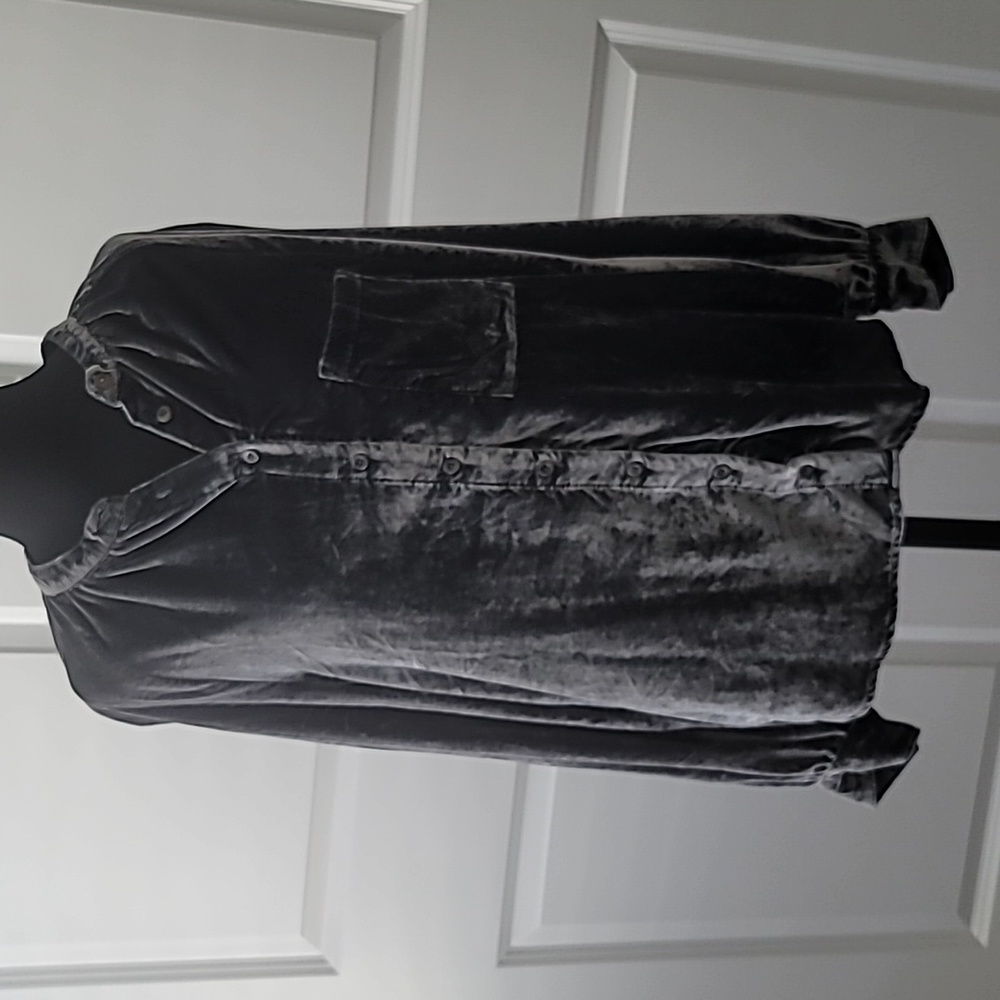 NwT Anthro/Pilcro silver grayish velvet long sleeve top in M